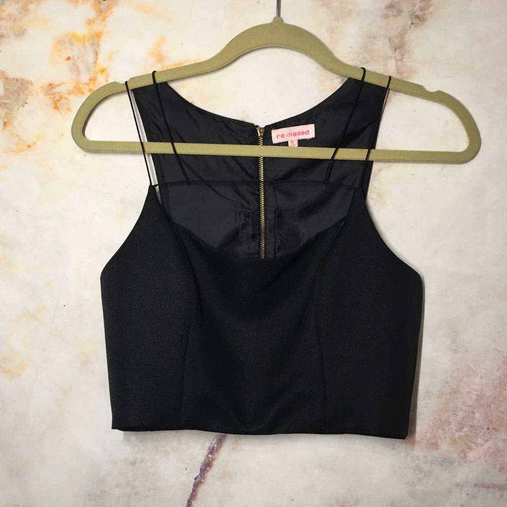 re:named black strappy crop top